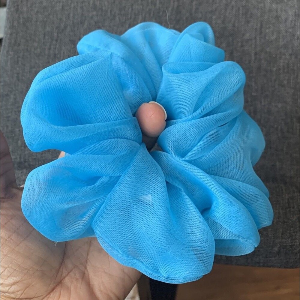 New Blue Chiffon Scrunchie Hair Tie XLarge Women’s And Girls - Picture 4 of 12